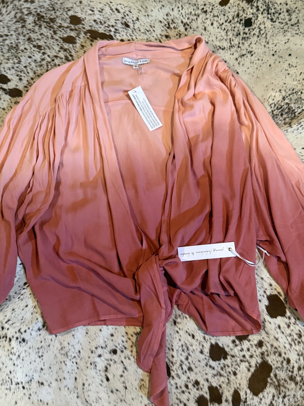 Young Fabulous & Broke Ombre Pink Rose Tie Waist Top NWT!